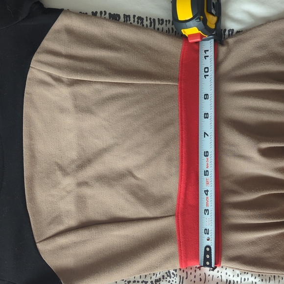 Color block tan, tangerine red and black dress - Picture 6 of 7